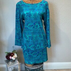 Vibrant Teal Long Sleeve Top & Skirt